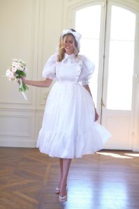 The Ivory Silk Satin French Storybook Dress sold by Selkie