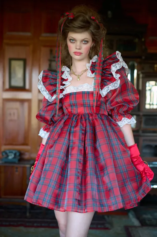 The Tartan Sugarfrill Puff Dress sold by Selkie