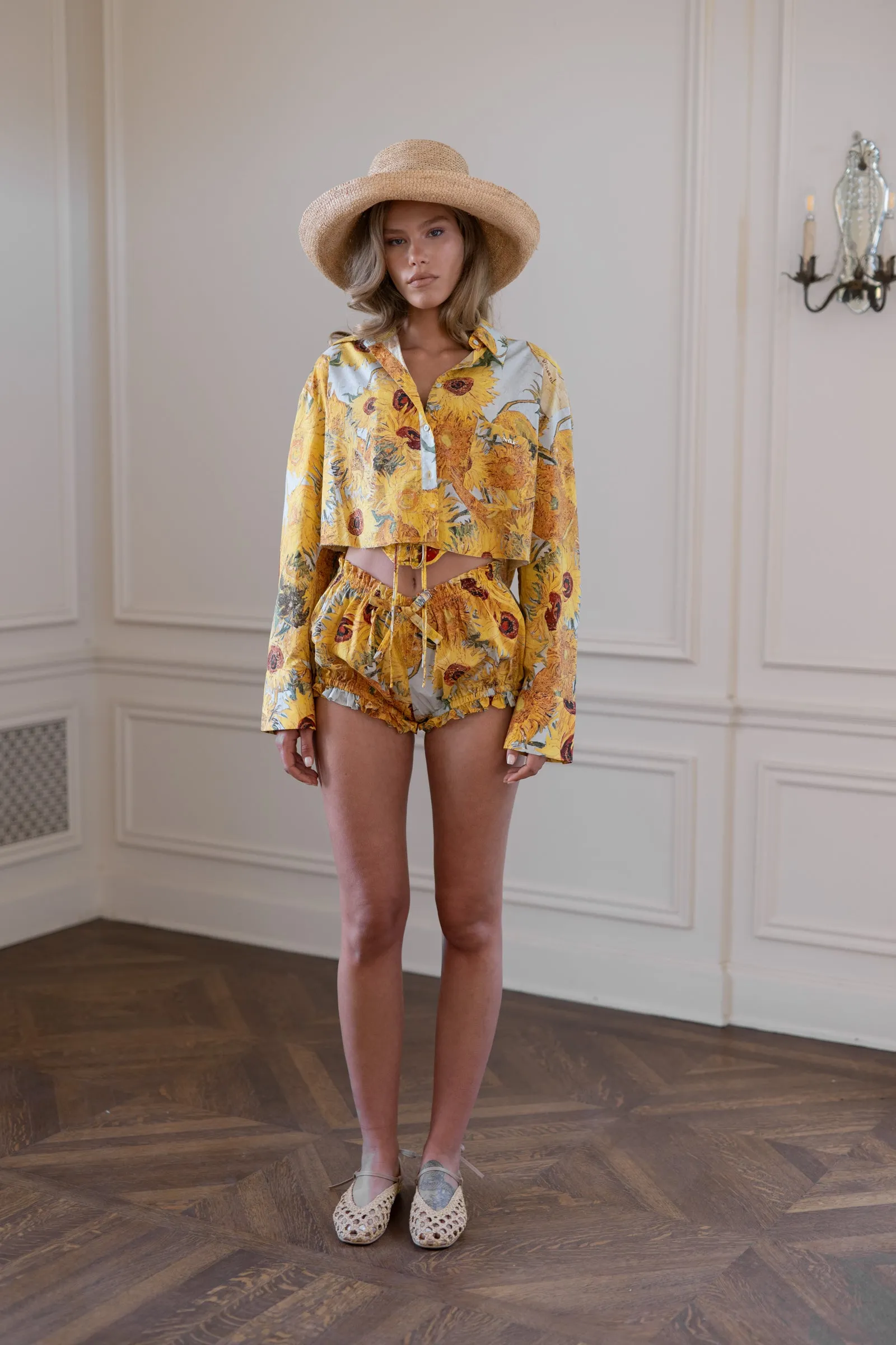 Sunflowers Cropped Blouse sold by Selkie product image thumbnail 3