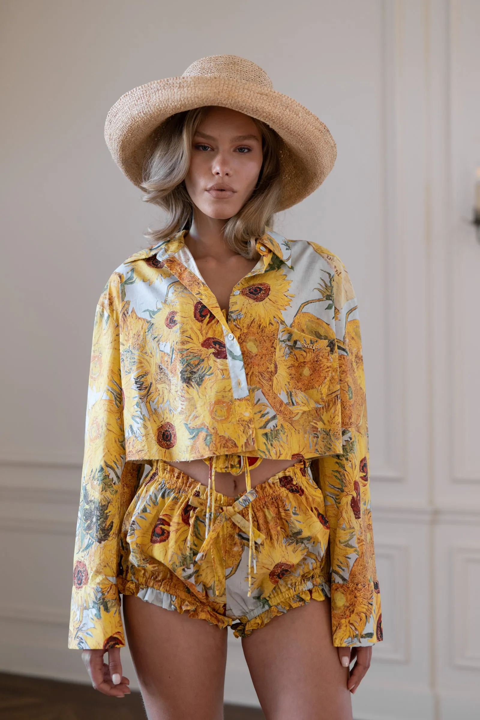 Sunflowers Cropped Blouse sold by Selkie