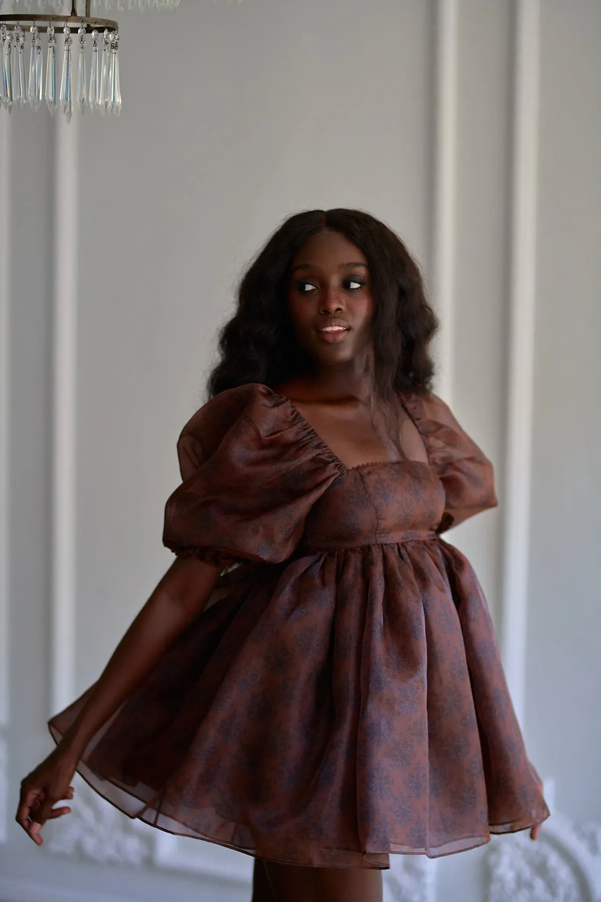 The Chocolate Lace Puff Dress sold by Selkie product image thumbnail 2
