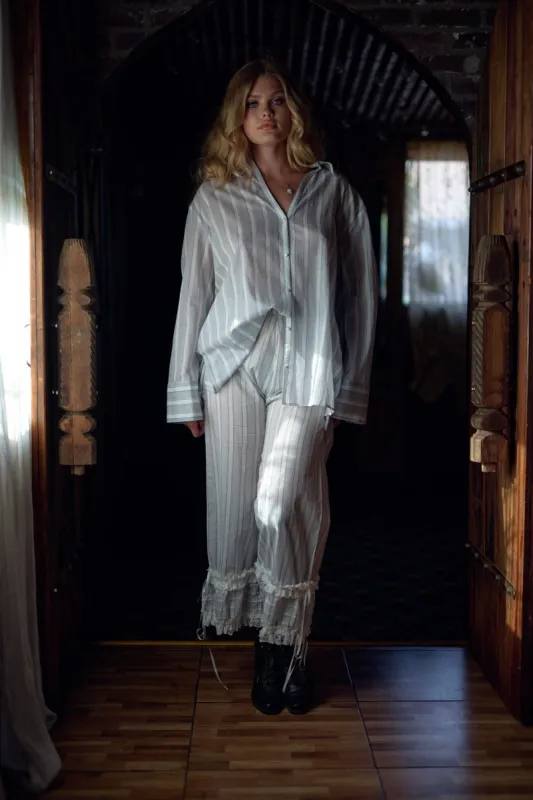 The Lake Stripe Beach Blouse sold by Selkie