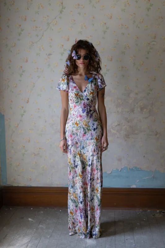 The Butterfly Botanics Flutter Slip Dress sold by Selkie