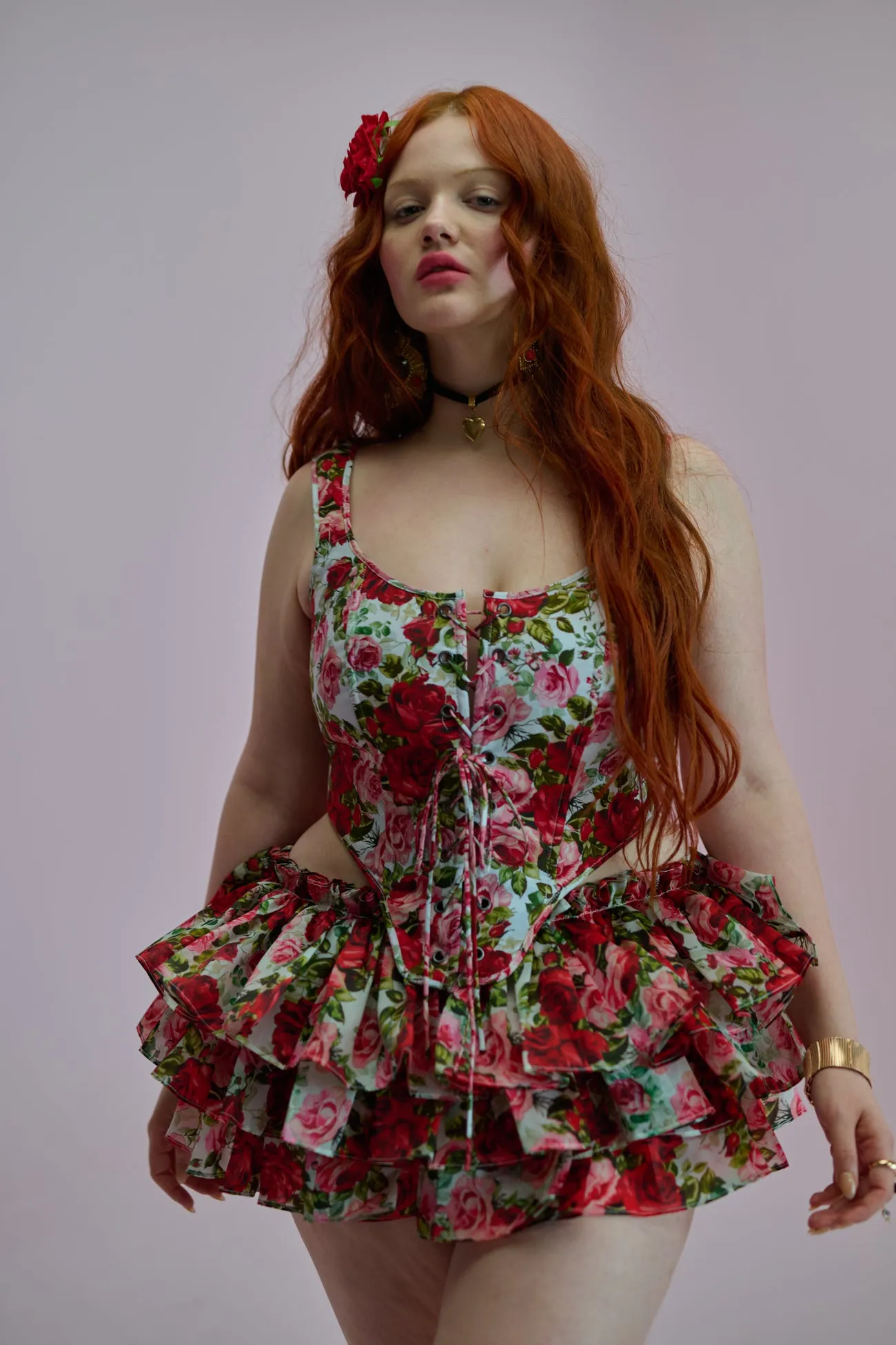 Roses Are Red Duchess Corset sold by Selkie product image thumbnail 4