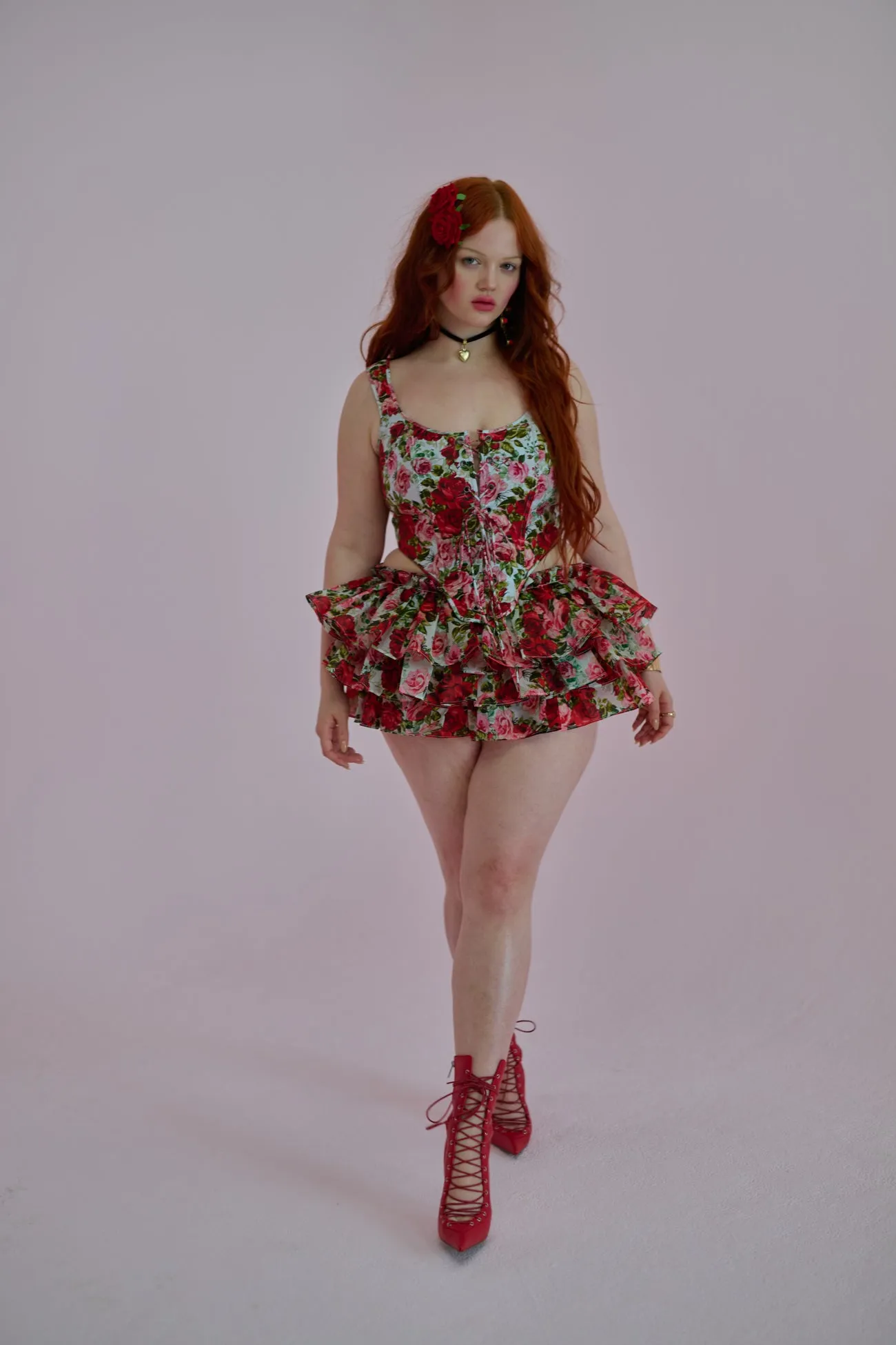 Roses Are Red Duchess Corset sold by Selkie product image thumbnail 5