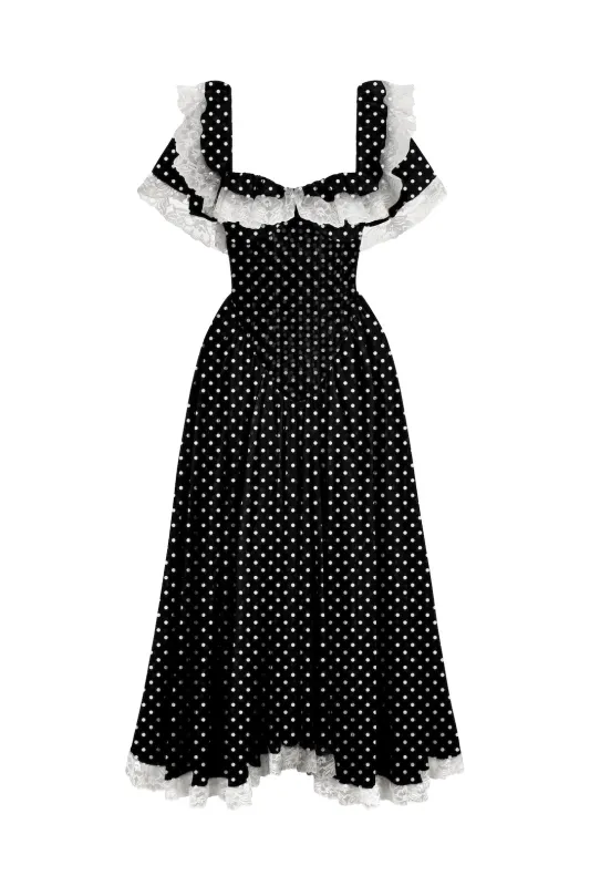 The Black Polka Dot Cupid Dress made by Selkie