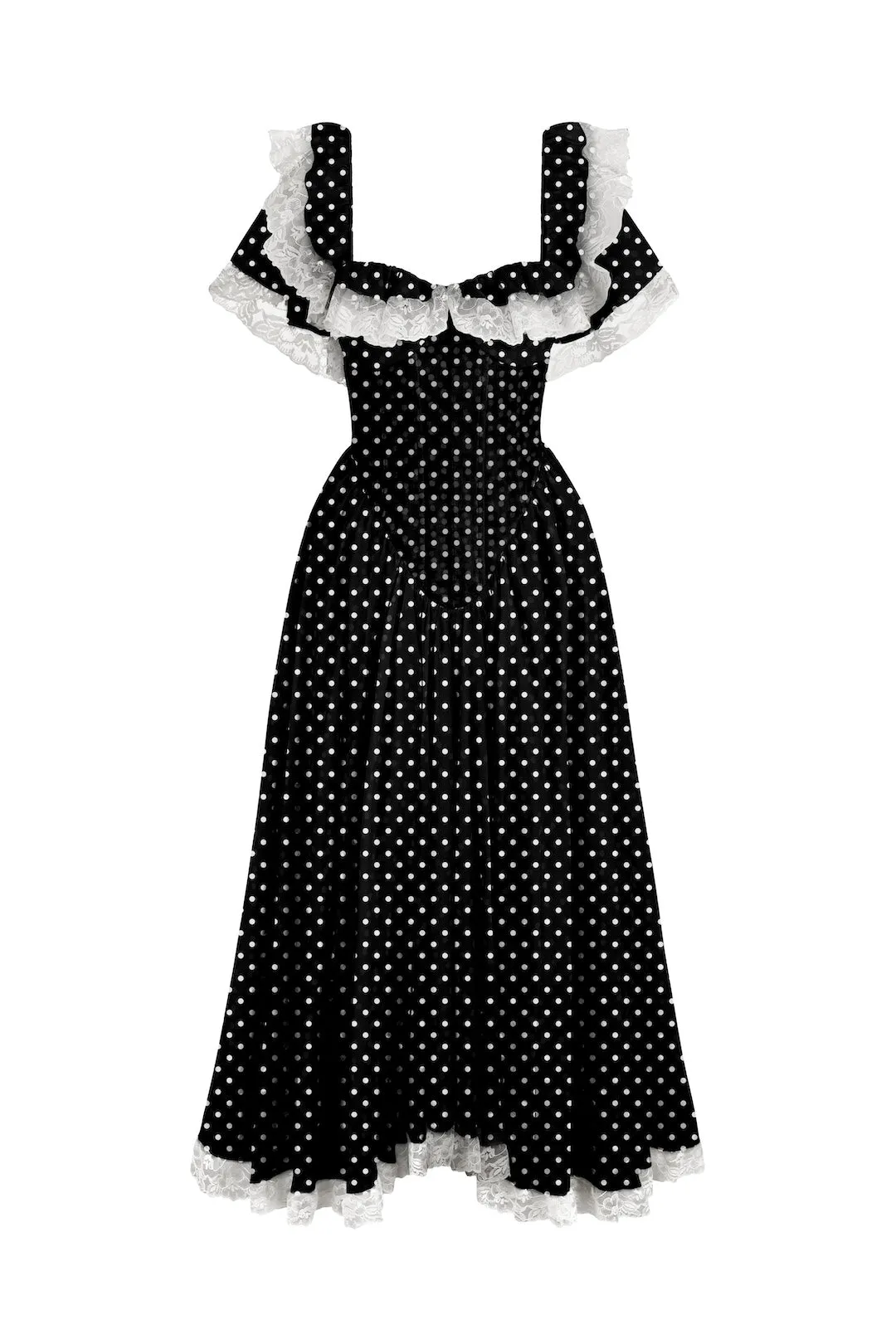 The Black Polka Dot Cupid Dress sold by Selkie