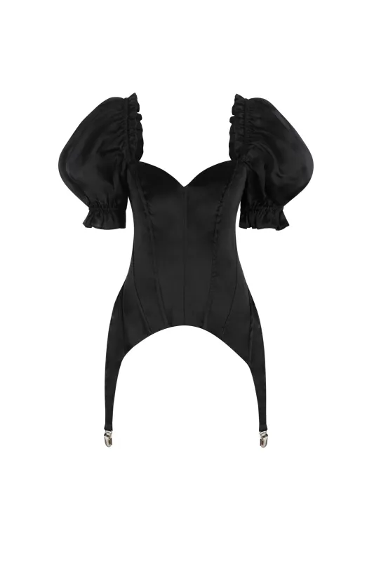 The Silk Satin Caviar Femme Fatale Corset sold by Selkie