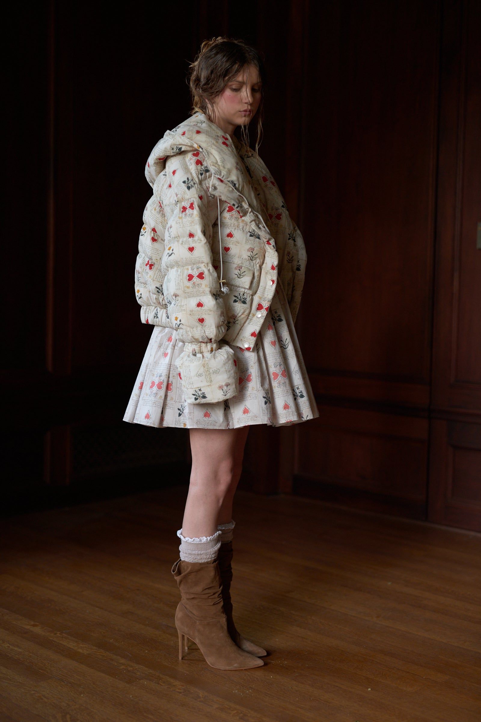 The Love Letter Hooded Puffer sold by Selkie