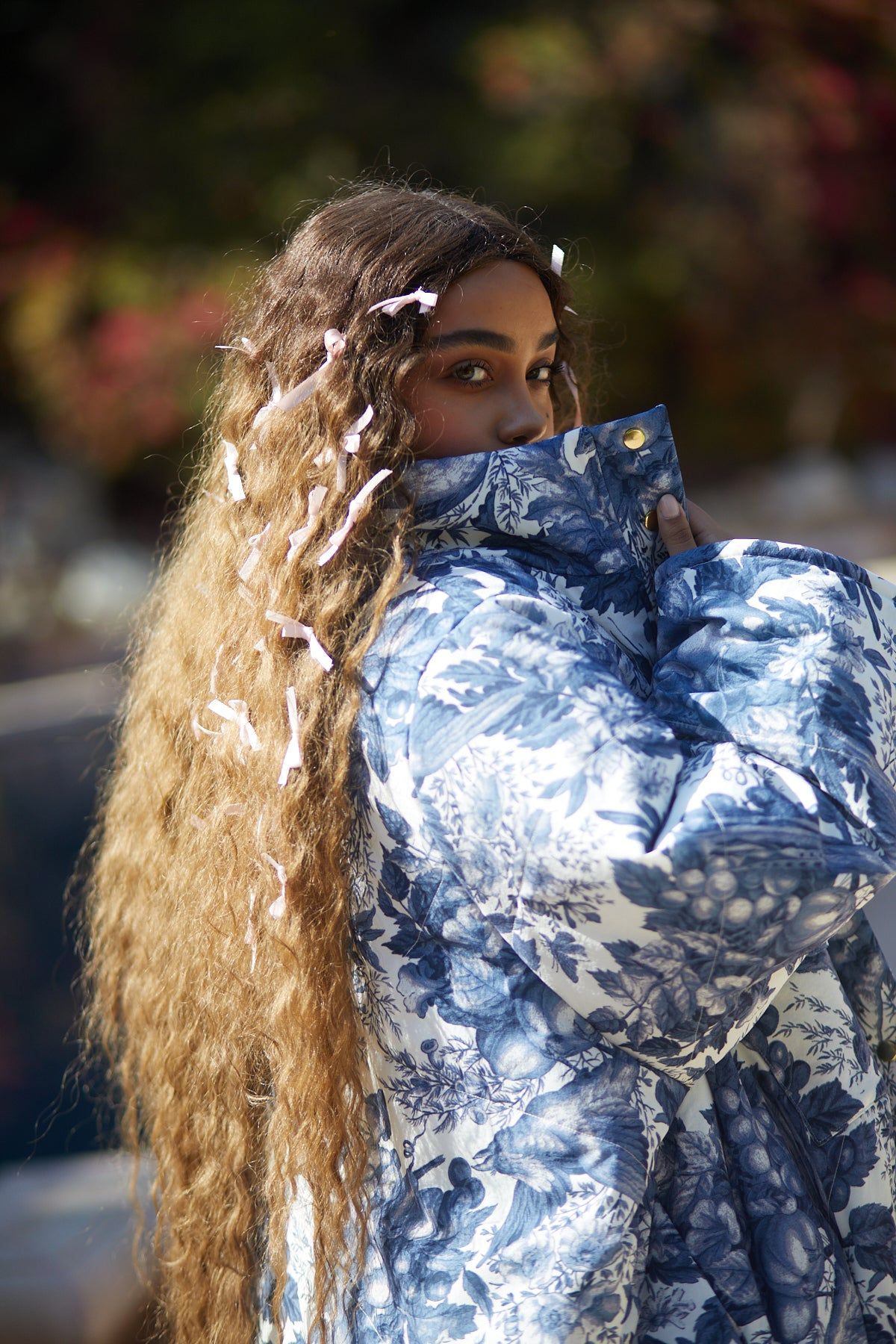 The Louie Toile Puffer Jacket sold by Selkie product image thumbnail 14