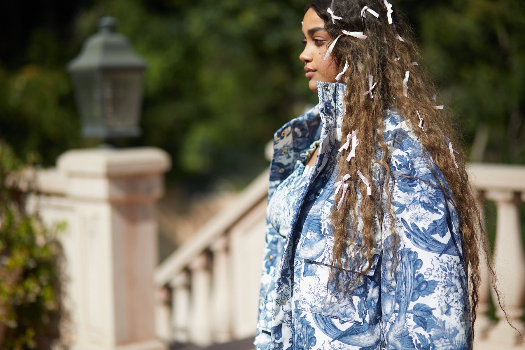 The Louie Toile Puffer Jacket sold by Selkie product image thumbnail 15