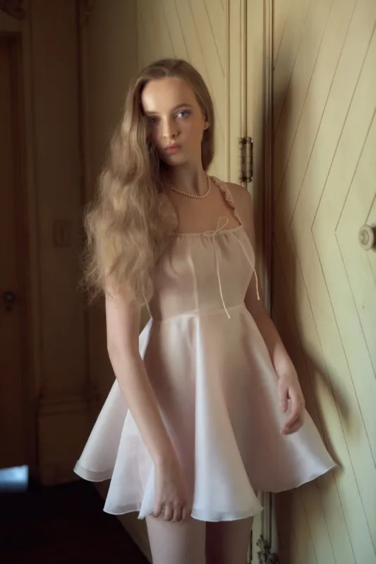 The Peach Fuzz Silk Satin Sunny Dress made by Selkie