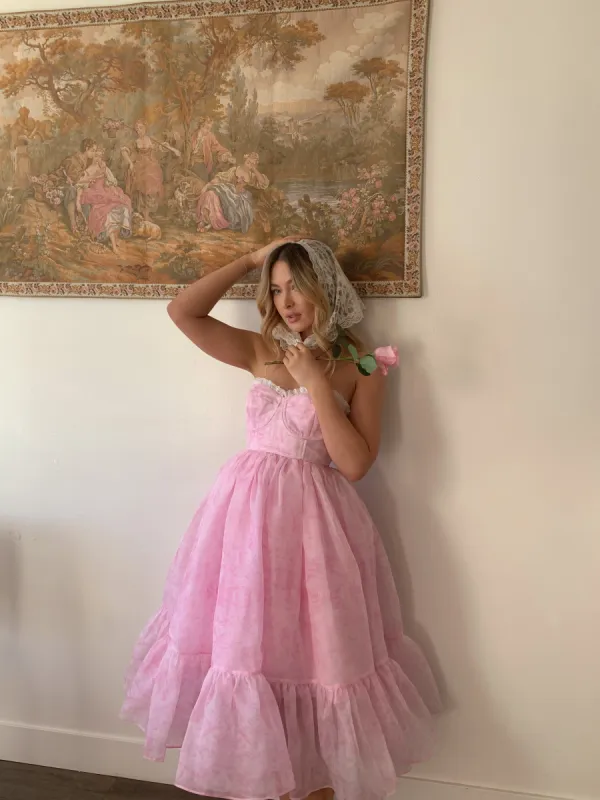 The Pink Porcelain French Corset Puff Dress sold by Selkie