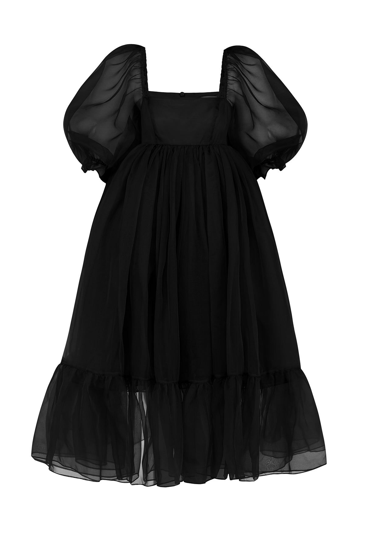 The Caviar Silk Gauze French Puff Dress sold by Selkie