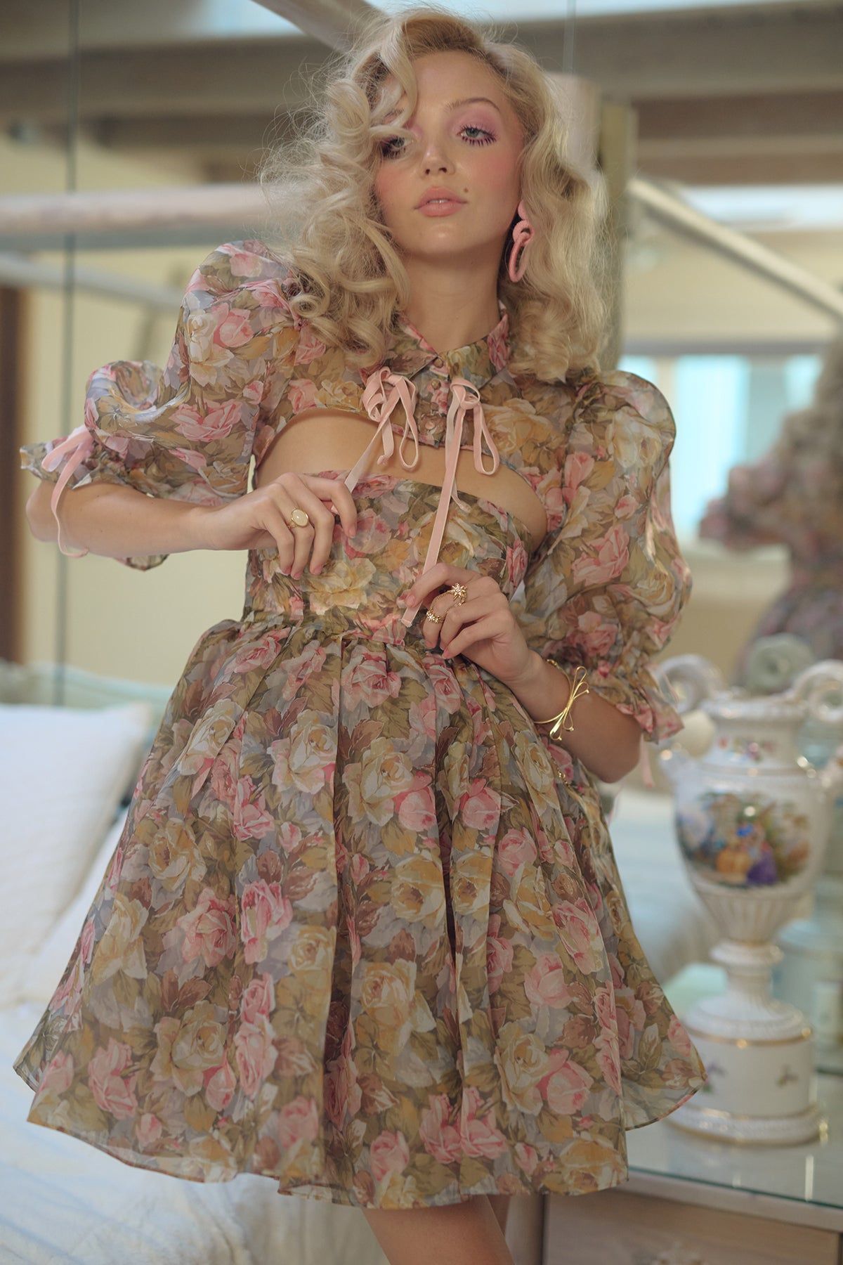 Jardin De Fleurs Shrug Puff Dress sold by Selkie