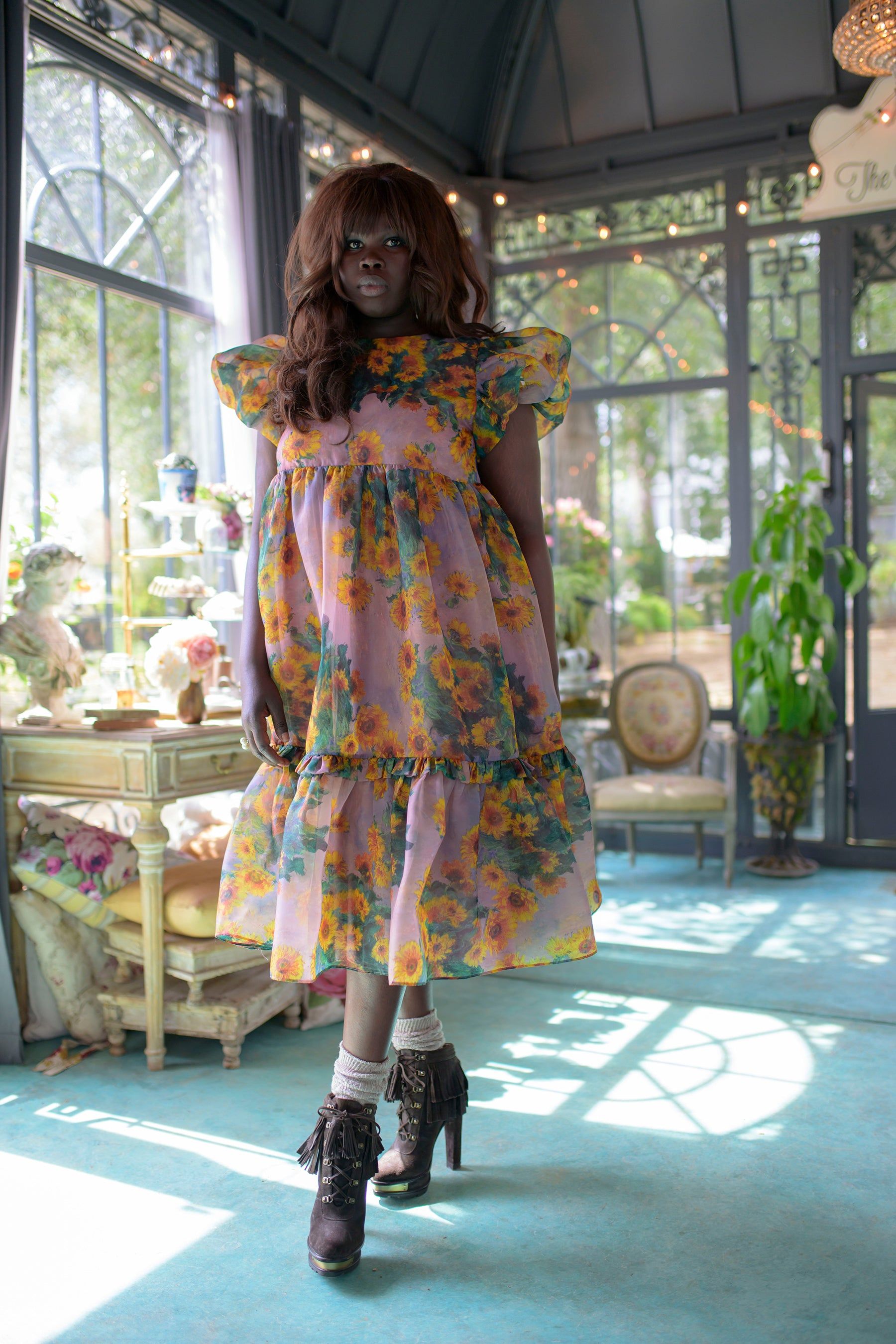 The Monet Sunflowers Dreamgirl Dress sold by Selkie