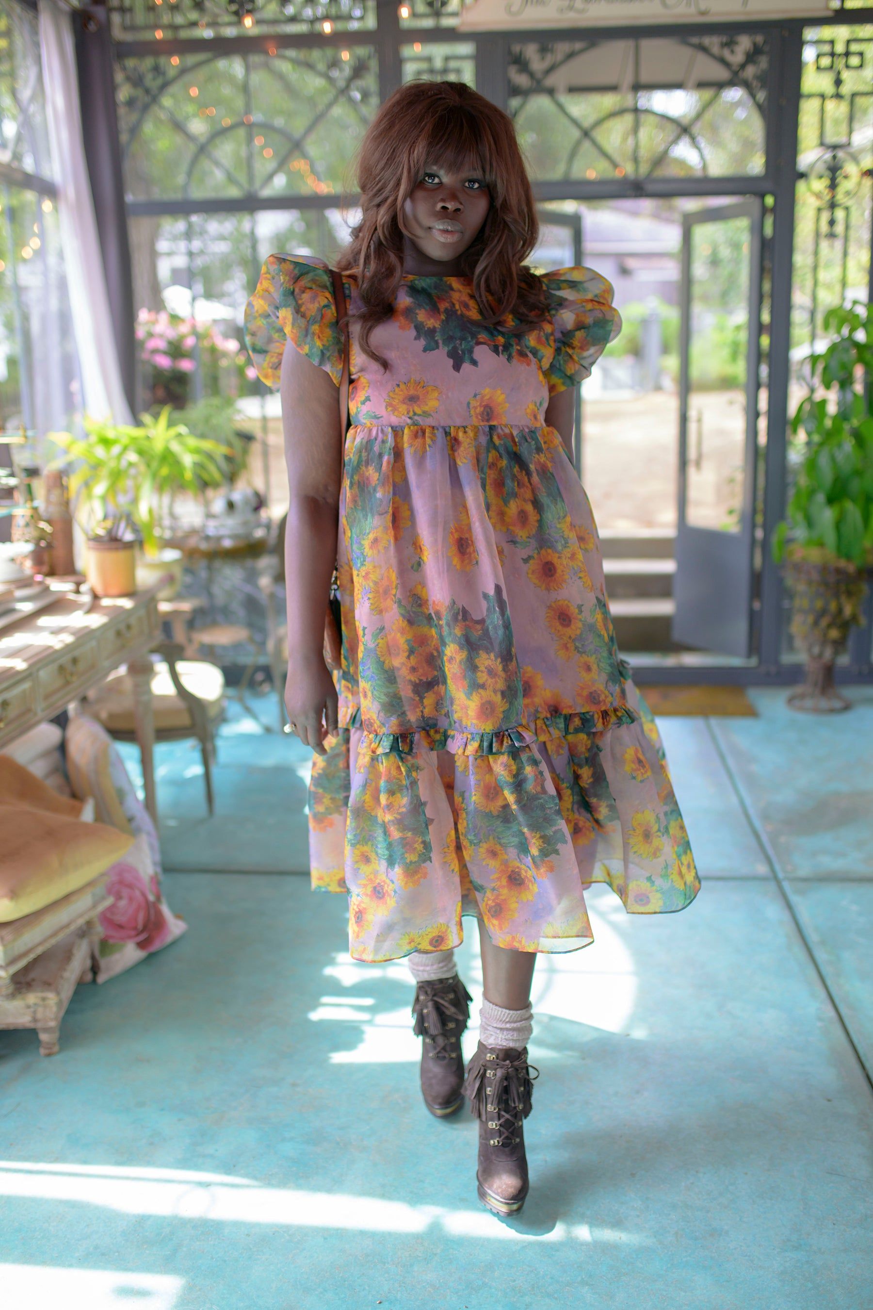 The Monet Sunflowers Dreamgirl Dress sold by Selkie product image thumbnail 5