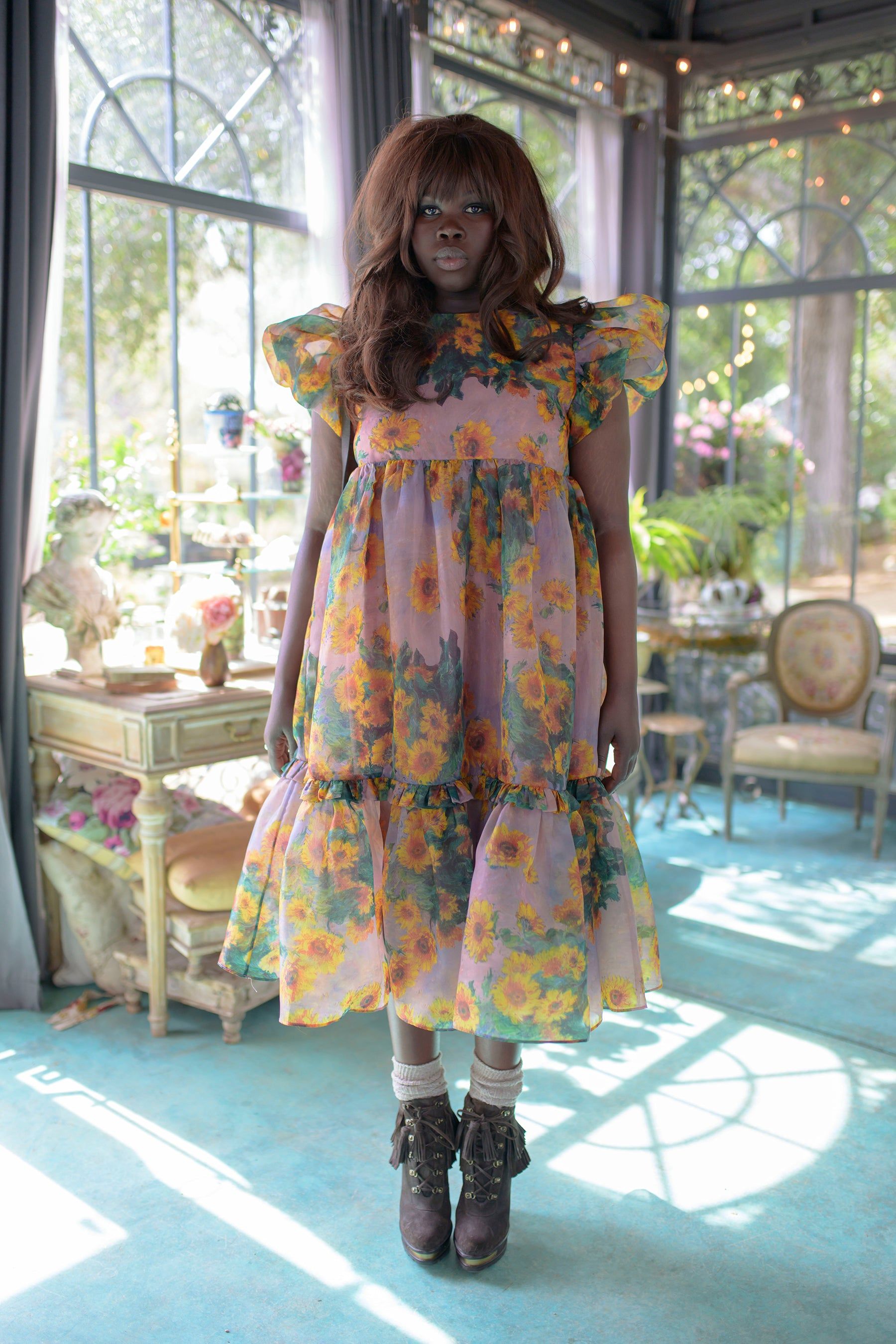 The Monet Sunflowers Dreamgirl Dress sold by Selkie product image thumbnail 3