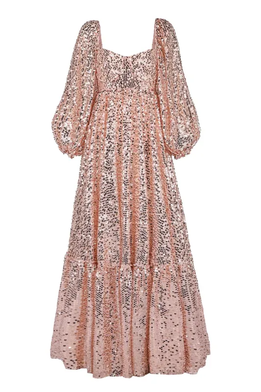 The Rose Gold Sequin Princess Gown sold by Selkie