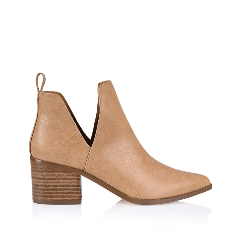 Fierce Cut Out Ankle Boots - Caramel Softee sold by Verali