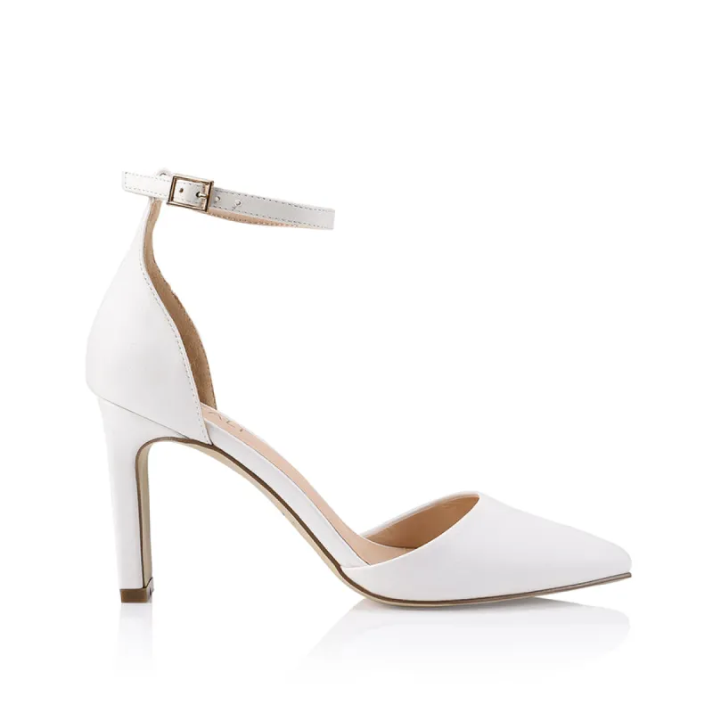 Kitra Closed Toe Heels  - White Smooth sold by Verali