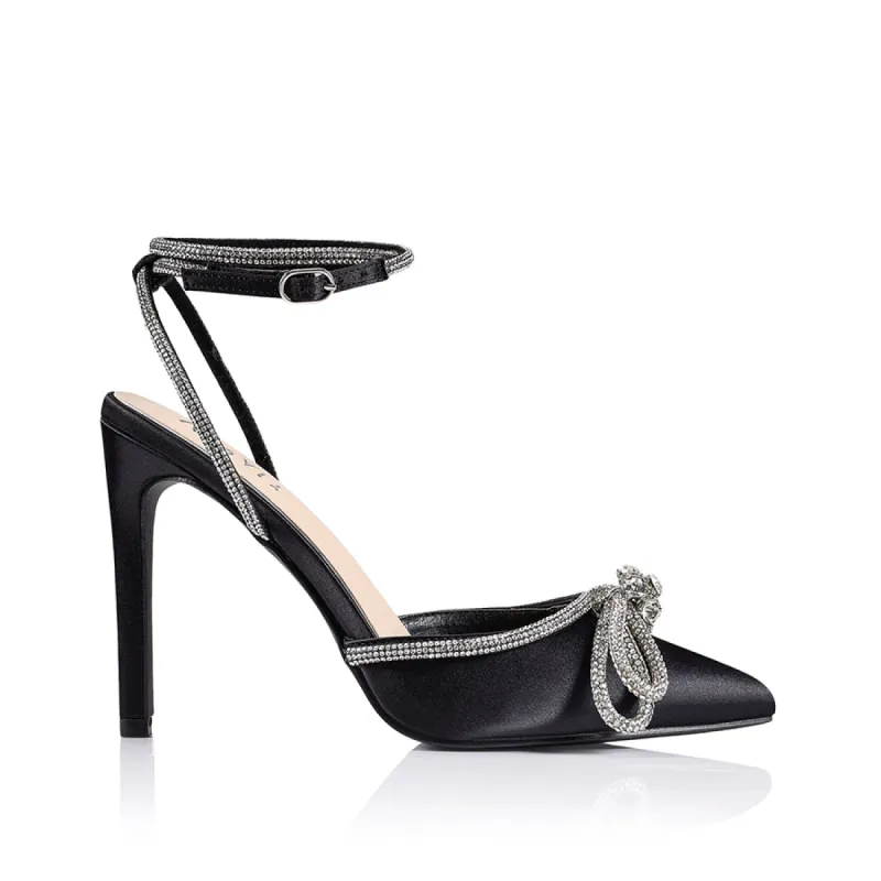 Harley Diamante High Heels - Black Satin sold by Verali
