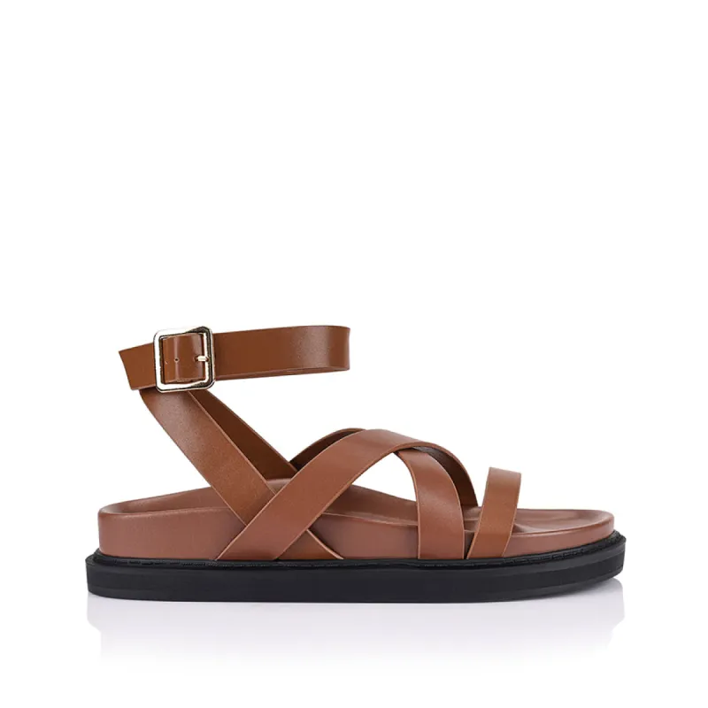 Brianna Footbed Sandals - Cognac sold by Verali