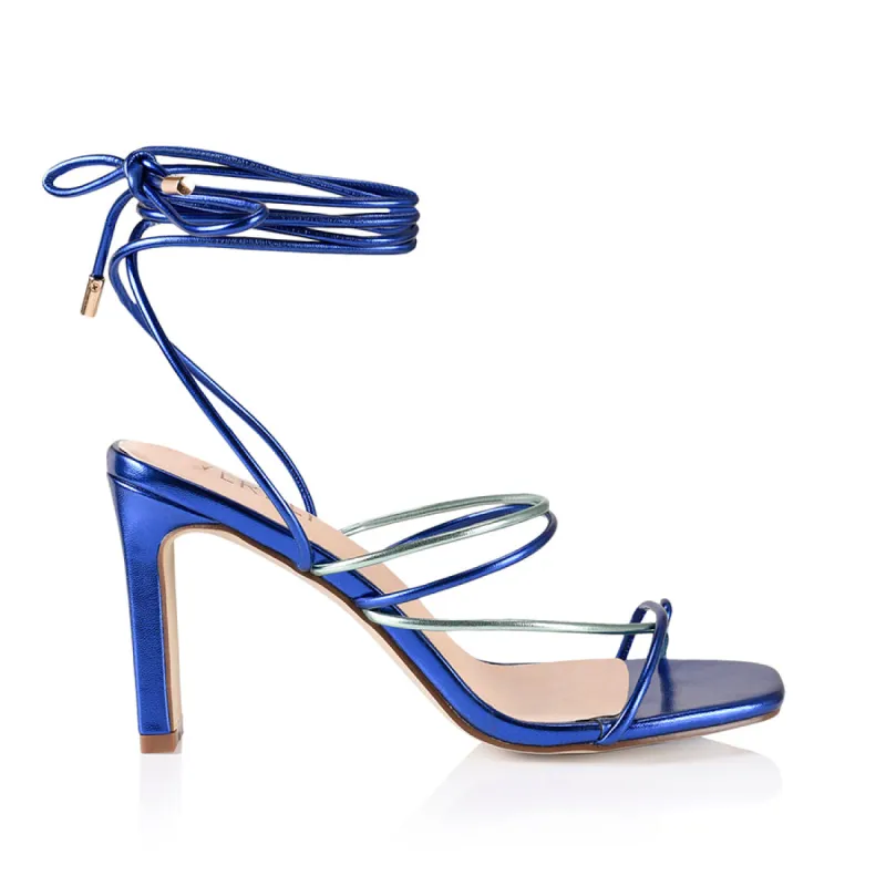 Killer Strappy Heels - Blue Metallic sold by Verali