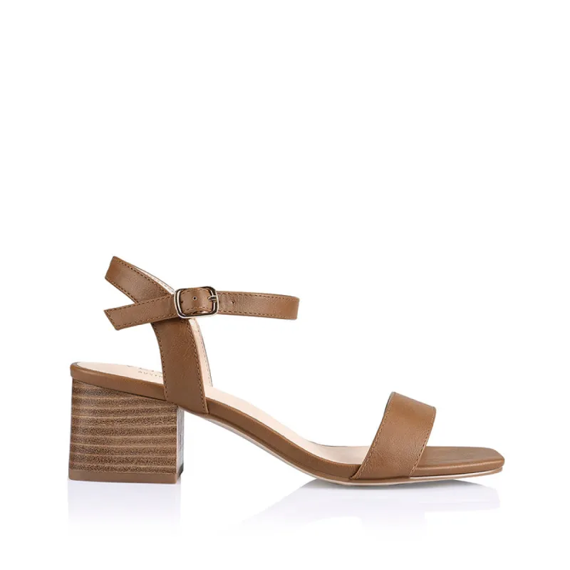 Eleanor Block Heel Sandals - Tan Softee sold by Verali