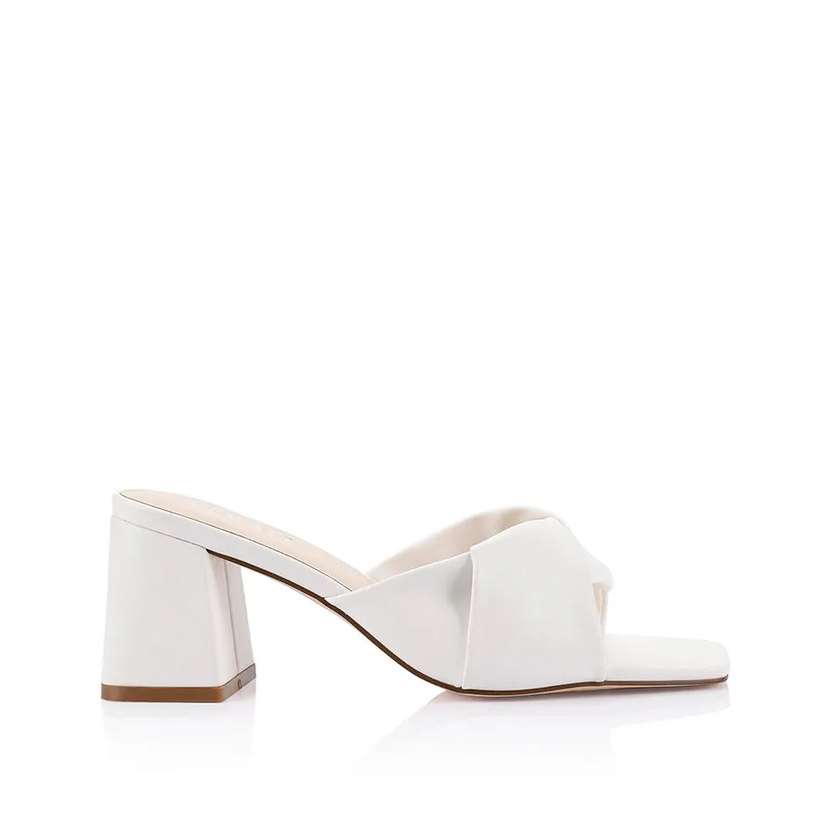 Stella Block Heel Mules - Chalk Smooth sold by Verali