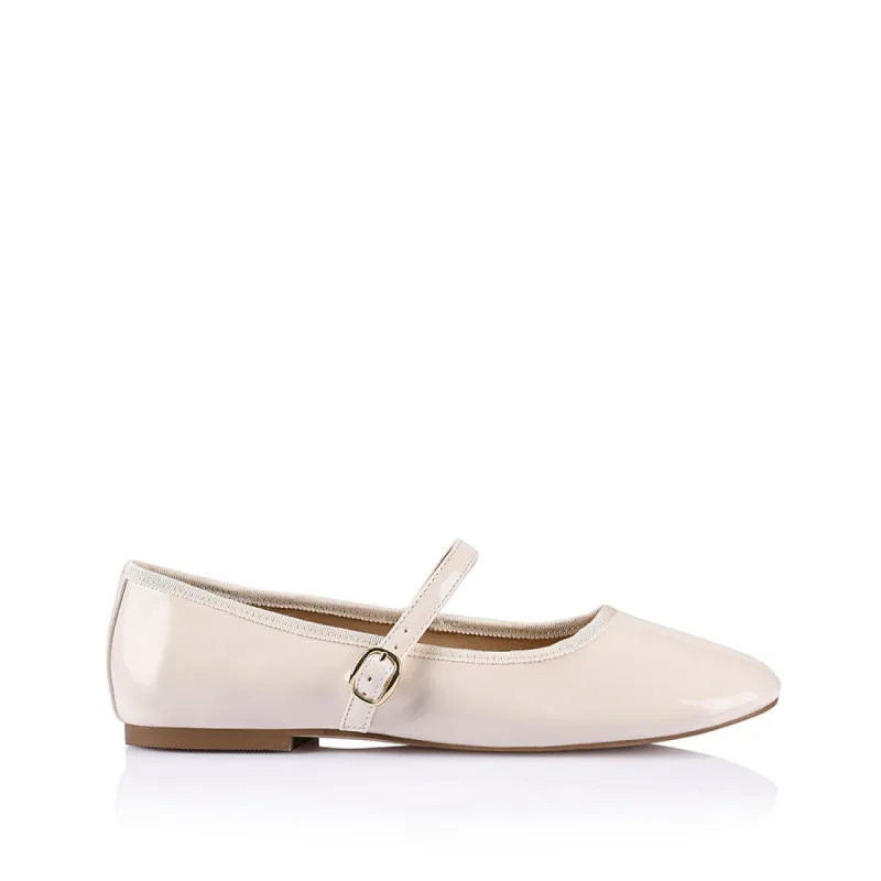 Bambi Mary-Jane Flats - Bone Patent sold by Verali