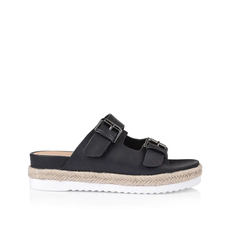 Denmark Footbed Slides - Black Softee made by Verali