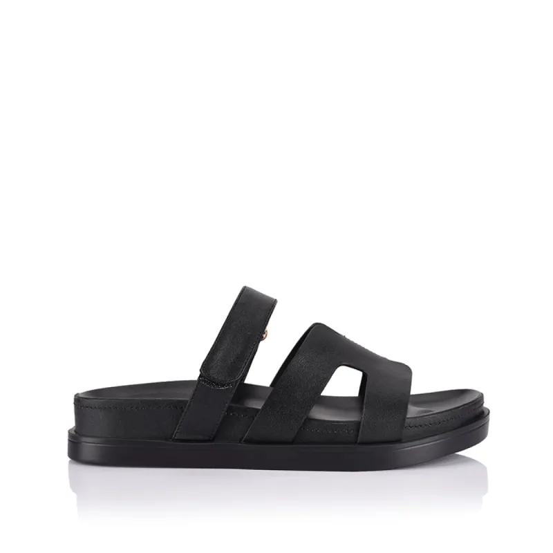 Oswald Footbed Slides - Black made by Verali