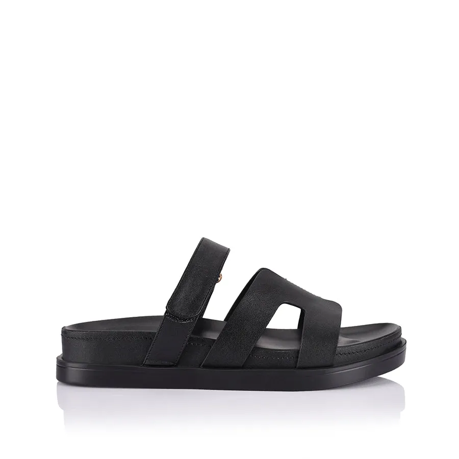 Oswald Footbed Slides - Black sold by Verali