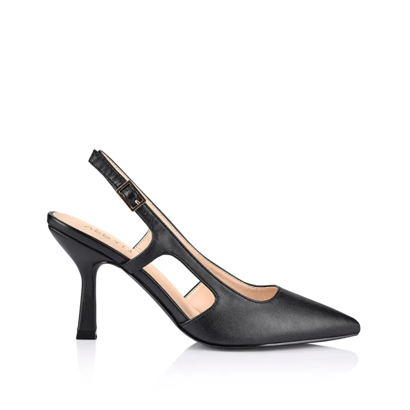 Spencer Slingback Pumps  - Black Smooth sold by Verali