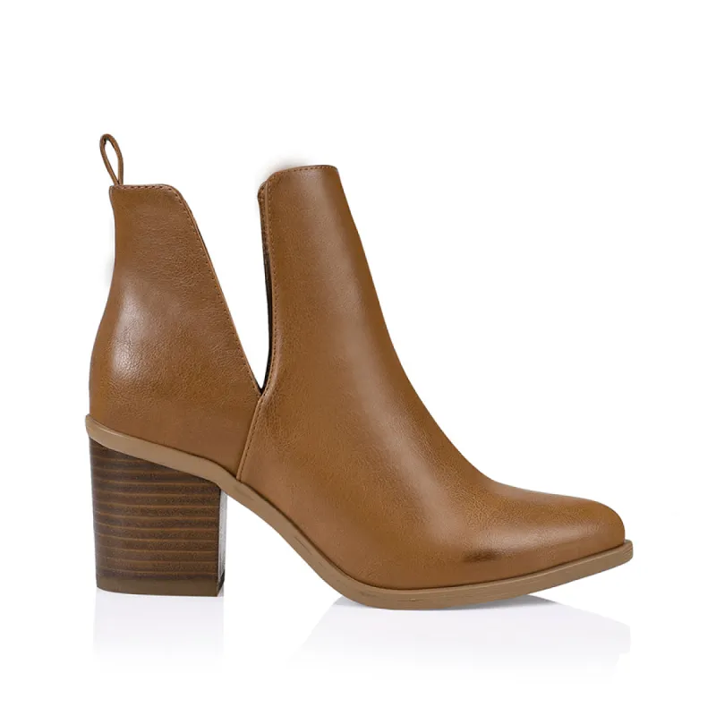 Santana Cut Out Ankle Boots - Tan Softee sold by Verali