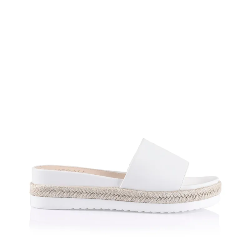 Declan Footbed Slides - White Smooth sold by Verali