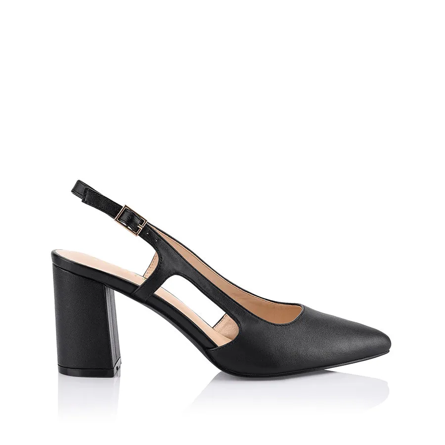 Enrique Sling Back Block Heels - Black sold by Verali