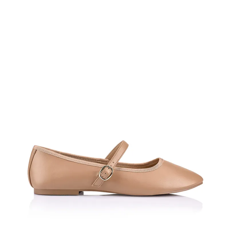 Bambi Mary-Jane Flats - Dark Camel sold by Verali