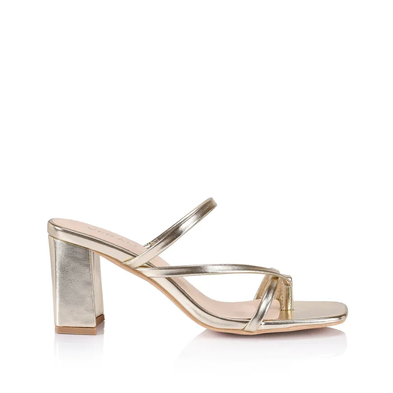 Naomi Block Heels - Champagne Metallic sold by Verali