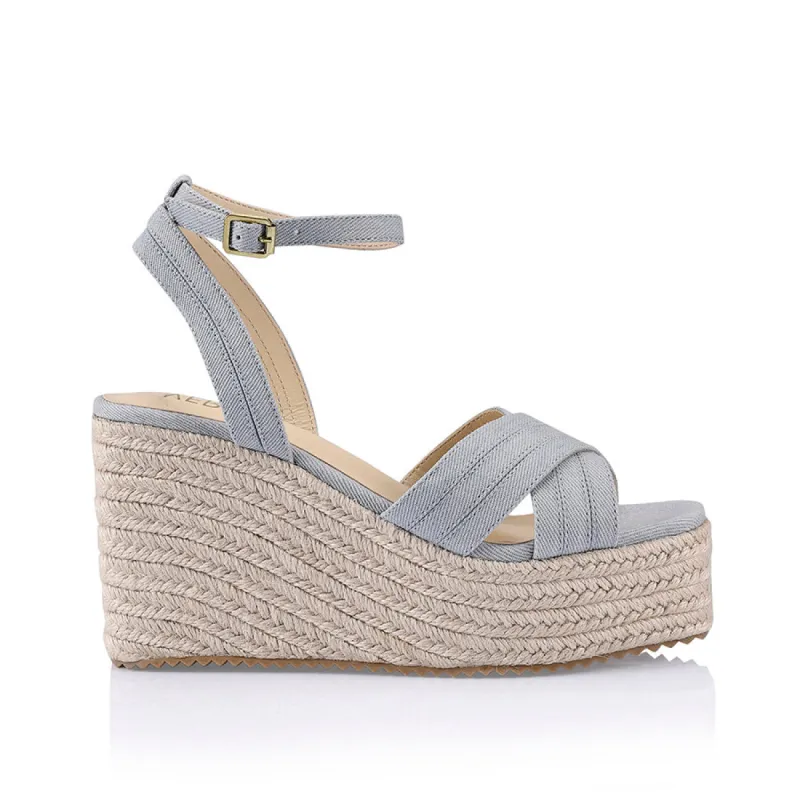 Callie Rope Wedges - Denim sold by Verali