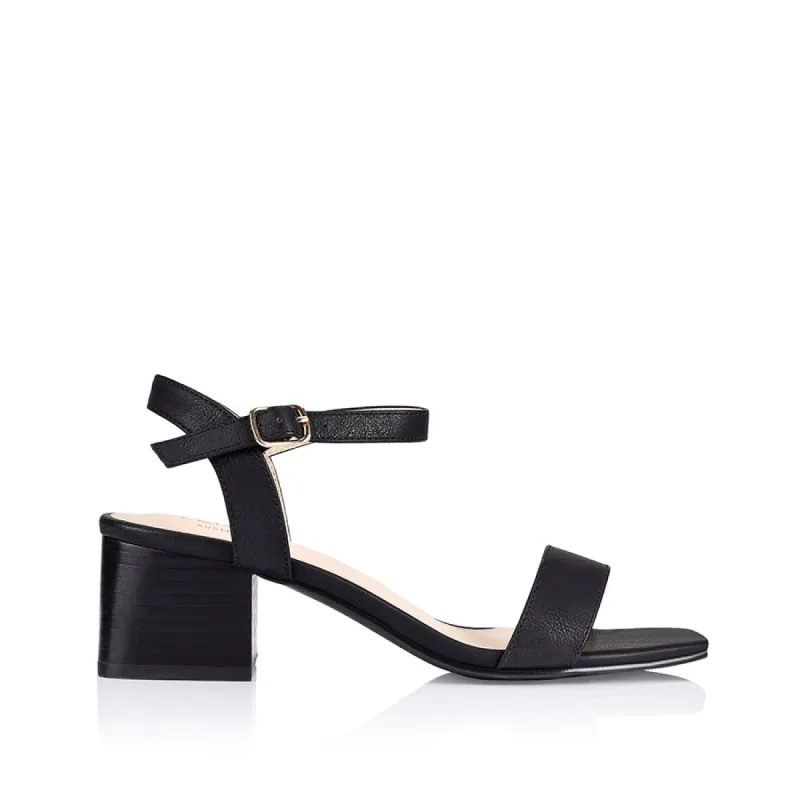 Eleanor Block Heel Sandals - Black Softee sold by Verali