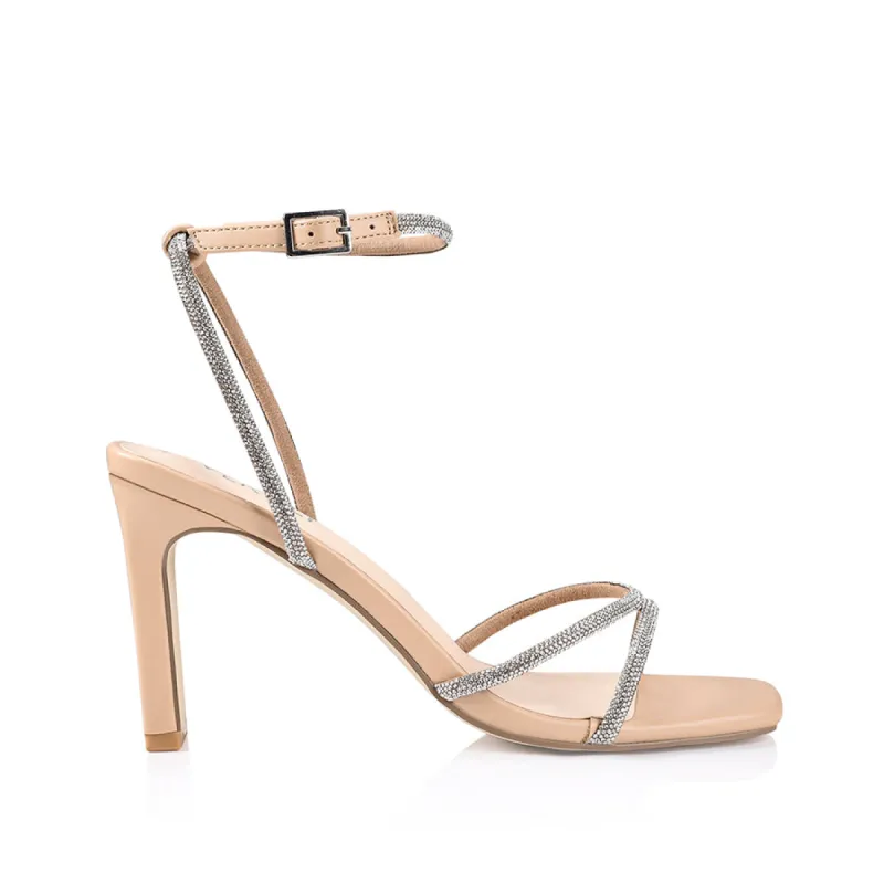 Kian Block Heel Sandals - Nude Smooth sold by Verali