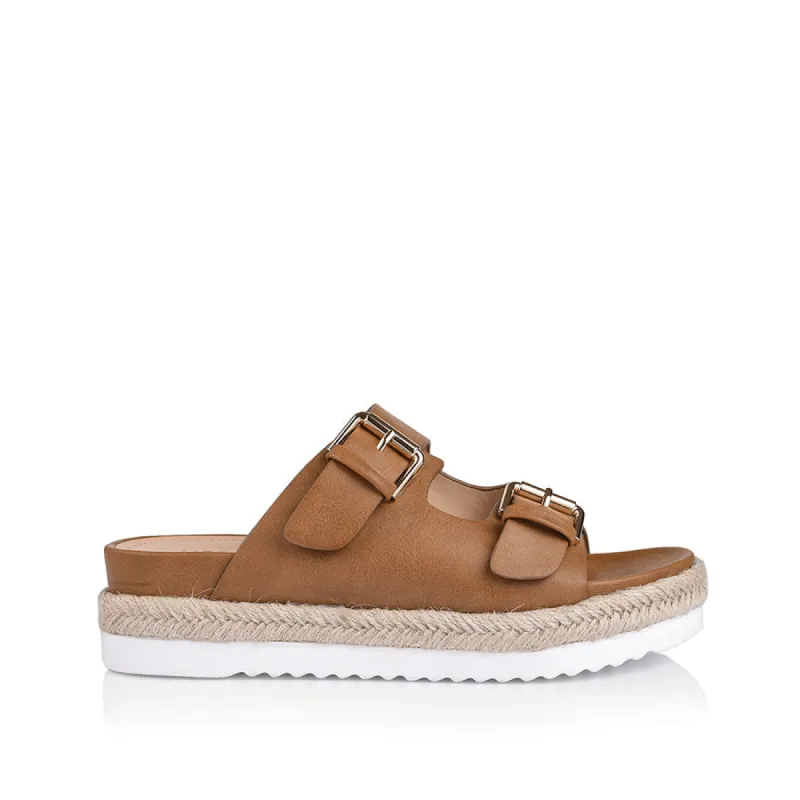 Denmark Footbed Slides - Tan Softee sold by Verali