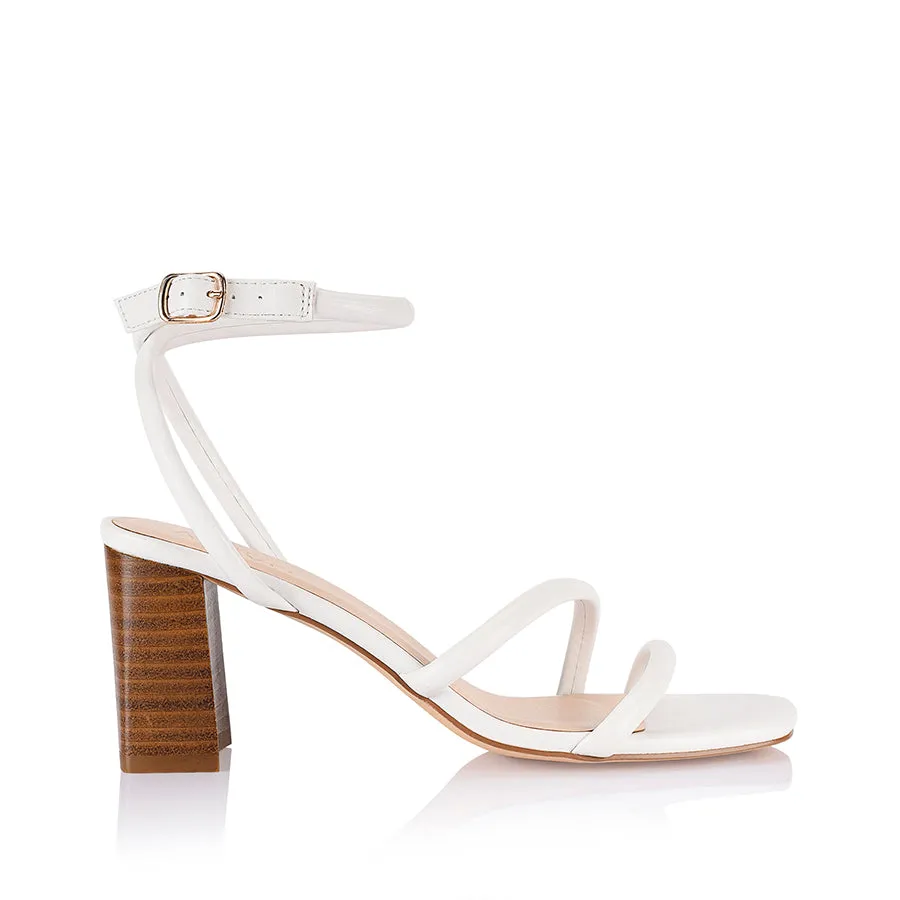 Nadia Block Heel Sandals - White sold by Verali