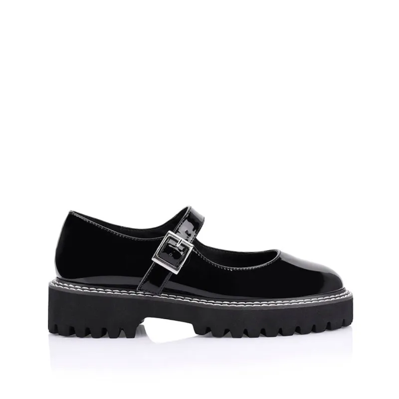 Nene Chunky Mary Jane Loafers - Black Patent sold by Verali