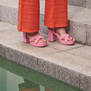 Heppell Platform Heels - Pink Nubuck sold by Verali