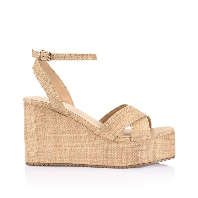 Callie Rope Wedges - Natural Raffia sold by Verali