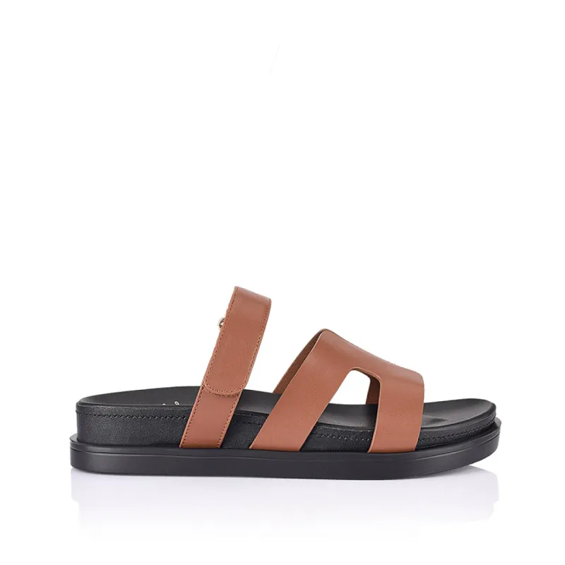 Oswald Footbed Slides - Cognac sold by Verali