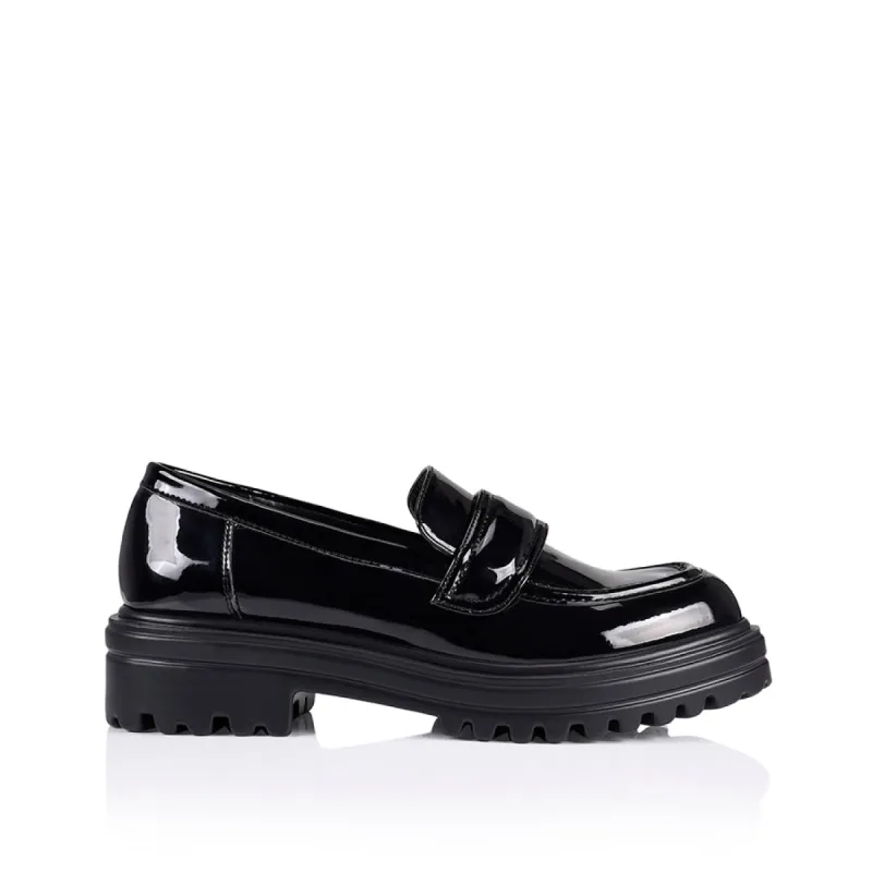 Moss Chunky Loafers - Black Patent sold by Verali